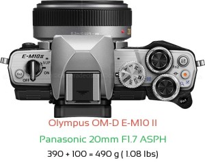 Olympus E-M10 II with Panasonic 20mm F1.7 ASPH Lens Size