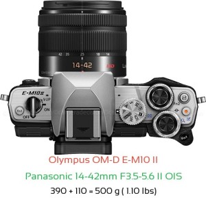 Olympus E-M10 II with Panasonic 14-42mm F3.5-5.6 II OIS Lens Size