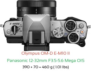 Olympus E-M10 II with Panasonic 12-32mm F3.5-5.6 Mega OIS Lens Size
