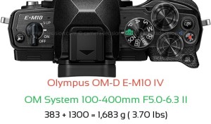 Olympus E-M10 IV with OM System 100-400mm F5.0-6.3 II Lens Size