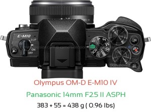 Olympus E-M10 IV with Panasonic 14mm F2.5 II ASPH Lens Size