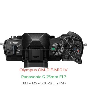 Olympus E-M10 IV with Panasonic G 25mm F1.7 Lens Size