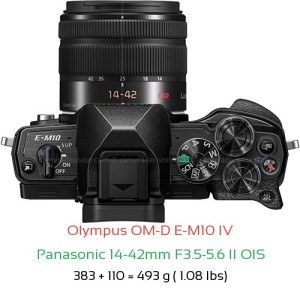 Olympus E-M10 IV with Panasonic 14-42mm F3.5-5.6 II OIS Lens Size