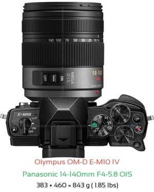Olympus E-M10 IV with Panasonic 14-140mm F4-5.8 OIS Lens Size