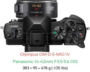 Olympus E-M10 IV with Panasonic 14-42mm F3.5-5.6 OIS Lens Size