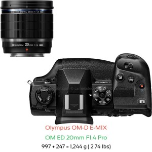 Olympus E-M1X with OM ED 20mm F1.4 Pro Lens Size