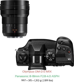 Olympus E-M1X with Panasonic 8-18mm F2.8-4.0 ASPH Lens Size