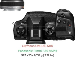 Olympus E-M1X with Panasonic 14mm F2.5 ASPH Lens Size