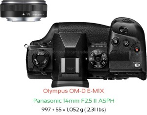 Olympus E-M1X with Panasonic 14mm F2.5 II ASPH Lens Size