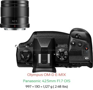 Olympus E-M1X with Panasonic 42.5mm F1.7 OIS Lens Size