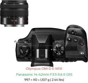 Olympus E-M1X with Panasonic 14-42mm F3.5-5.6 II OIS Lens Size