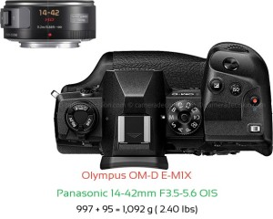 Olympus E-M1X with Panasonic 14-42mm F3.5-5.6 OIS Lens Size