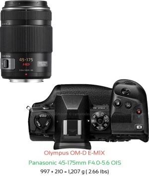 Olympus E-M1X with Panasonic 45-175mm F4.0-5.6 OIS Lens Size