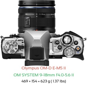 Olympus E-M5 II with OM SYSTEM 9-18mm f4.0-5.6 II Lens Size