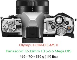 Olympus E-M5 II with Panasonic 12-32mm F3.5-5.6 Mega OIS Lens Size