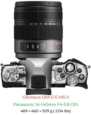 Olympus E-M5 II with Panasonic 14-140mm F4-5.8 OIS Lens Size