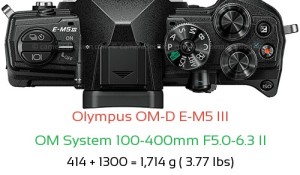 Olympus E-M5 III with OM System 100-400mm F5.0-6.3 II Lens Size