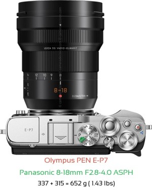 Olympus E-P7 with Panasonic 8-18mm F2.8-4.0 ASPH Lens Size