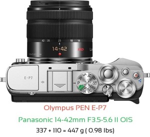 Olympus E-P7 with Panasonic 14-42mm F3.5-5.6 II OIS Lens Size
