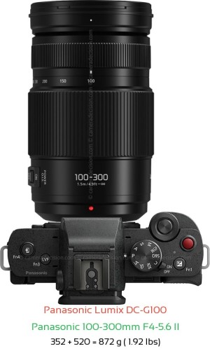 Panasonic G100 with Panasonic 100-300mm F4-5.6 II Lens Size