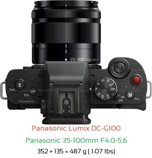 Panasonic G100 with Panasonic 35-100mm F4.0-5.6 Lens Size