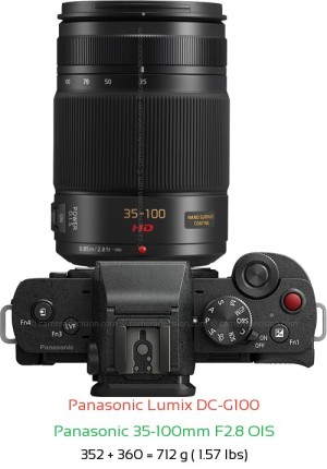 Panasonic G100 with Panasonic 35-100mm F2.8 OIS Lens Size