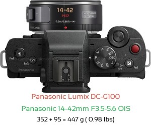 Panasonic G100 with Panasonic 14-42mm F3.5-5.6 OIS Lens Size