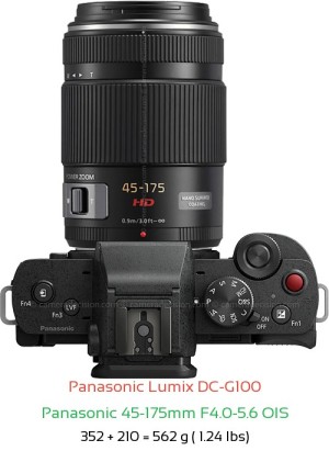 Panasonic G100 with Panasonic 45-175mm F4.0-5.6 OIS Lens Size