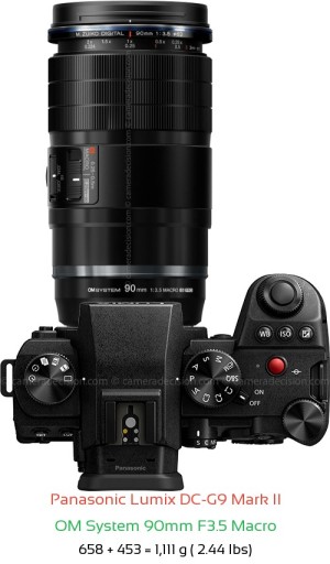 Panasonic G9 II with OM System 90mm F3.5 Macro Lens Size