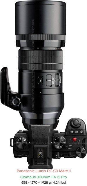 Panasonic G9 II with Olympus 300mm F4 IS Pro Lens Size