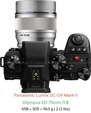 Panasonic G9 II with Olympus ED 75mm f1.8 Lens Size