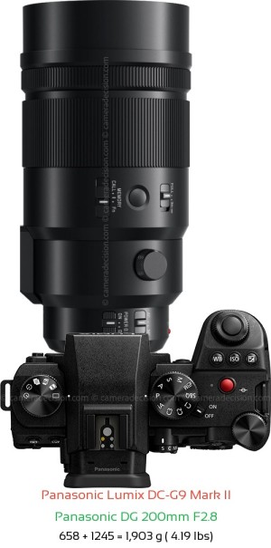 Panasonic G9 II with Panasonic DG 200mm F2.8 Lens Size