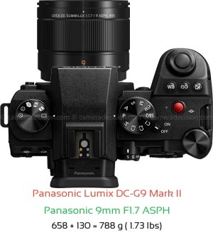 Panasonic G9 II with Panasonic 9mm F1.7 ASPH Lens Size