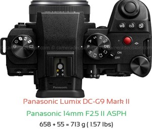 Panasonic G9 II with Panasonic 14mm F2.5 II ASPH Lens Size