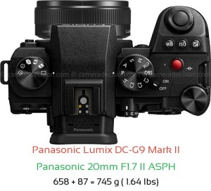 Panasonic G9 II with Panasonic 20mm F1.7 II ASPH Lens Size
