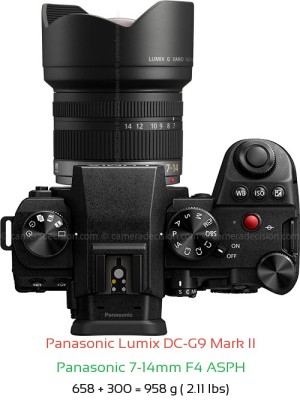 Panasonic G9 II with Panasonic 7-14mm F4 ASPH Lens Size