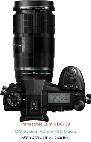 Panasonic G9 with OM System 90mm F3.5 Macro Lens Size