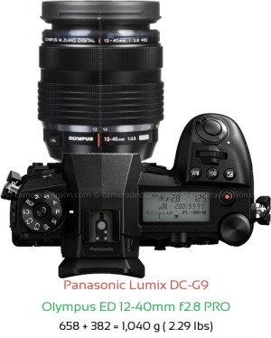 Panasonic G9 with Olympus ED 12-40mm f2.8 PRO Lens Size