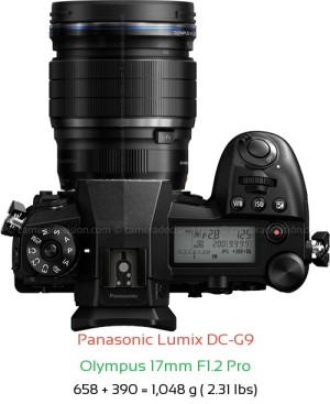 Panasonic G9 with Olympus 17mm F1.2 Pro Lens Size