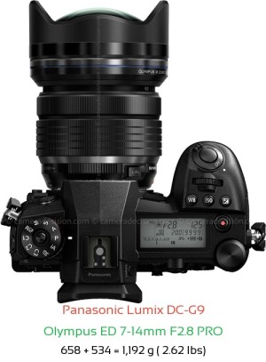 Panasonic G9 with Olympus ED 7-14mm F2.8 PRO Lens Size