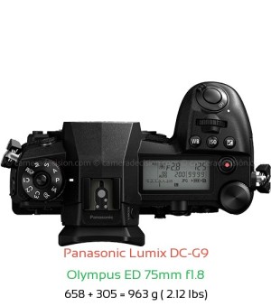 Panasonic G9 with Olympus ED 75mm f1.8 Lens Size