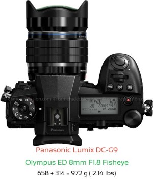 Panasonic G9 with Olympus ED 8mm F1.8 Fisheye Lens Size