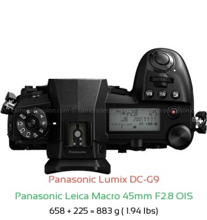 Panasonic G9 with Panasonic Leica Macro 45mm F2.8 OIS Lens Size