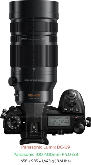 Panasonic G9 with Panasonic 100-400mm F4.0-6.3 Lens Size