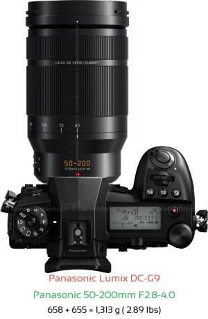 Panasonic G9 with Panasonic 50-200mm F2.8-4.0 Lens Size