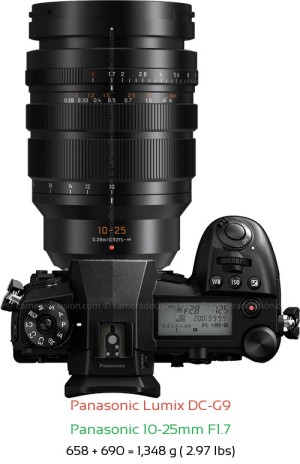 Panasonic G9 with Panasonic 10-25mm F1.7 Lens Size