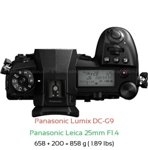 Panasonic G9 with Panasonic Leica 25mm F1.4 Lens Size