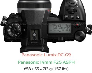 Panasonic G9 with Panasonic 14mm F2.5 ASPH Lens Size