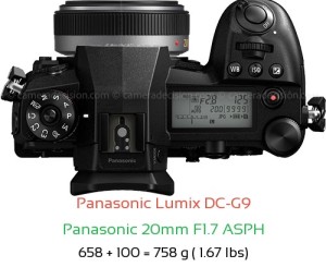 Panasonic G9 with Panasonic 20mm F1.7 ASPH Lens Size