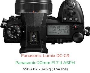 Panasonic G9 with Panasonic 20mm F1.7 II ASPH Lens Size